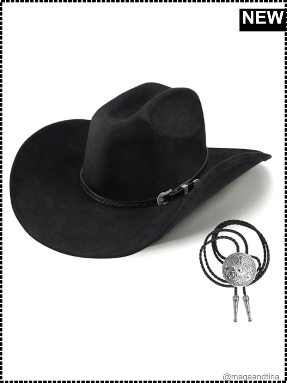 Felt Cowboy Hat Wide Brim Fedora Bolo Tie Western Cowgirl Costume
